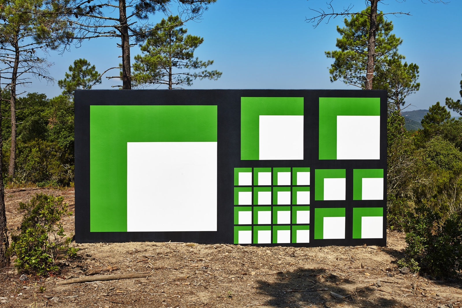 Claudia Comte, 128 squares and their demonstration, 2015