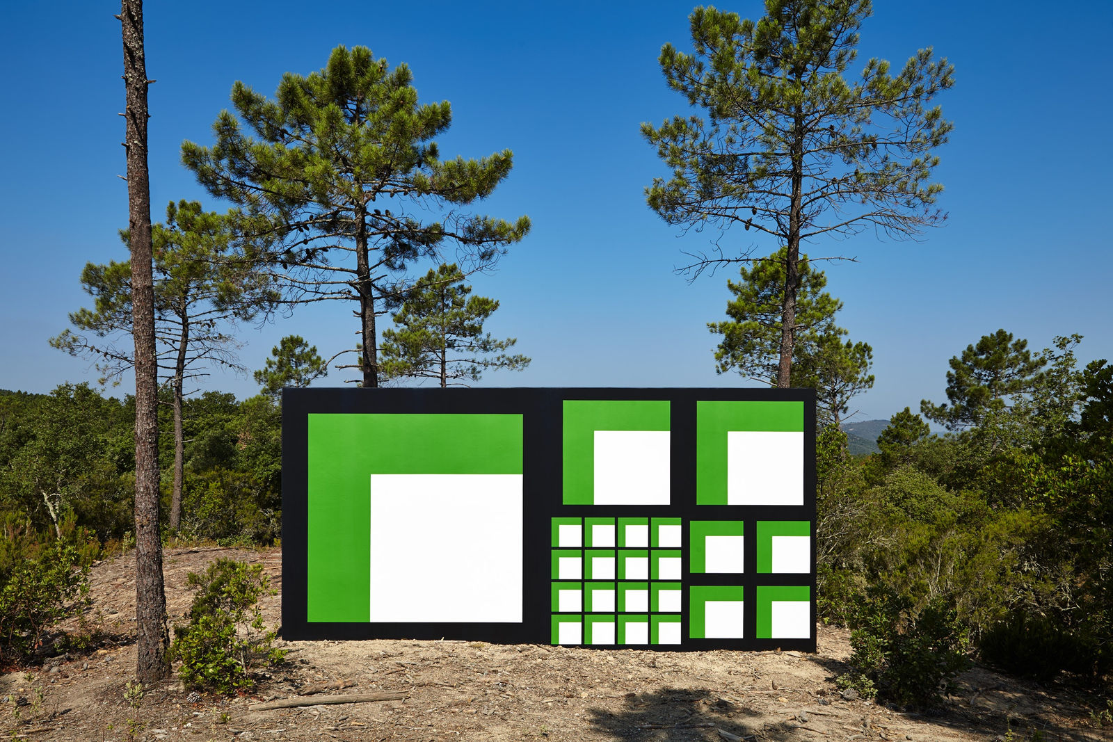 Claudia Comte, 128 squares and their demonstration, 2015