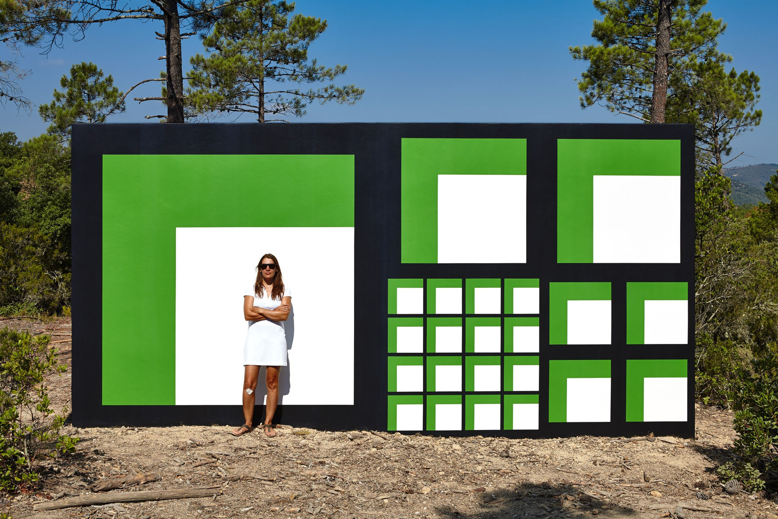 Claudia Comte, 128 squares and their demonstration, 2015