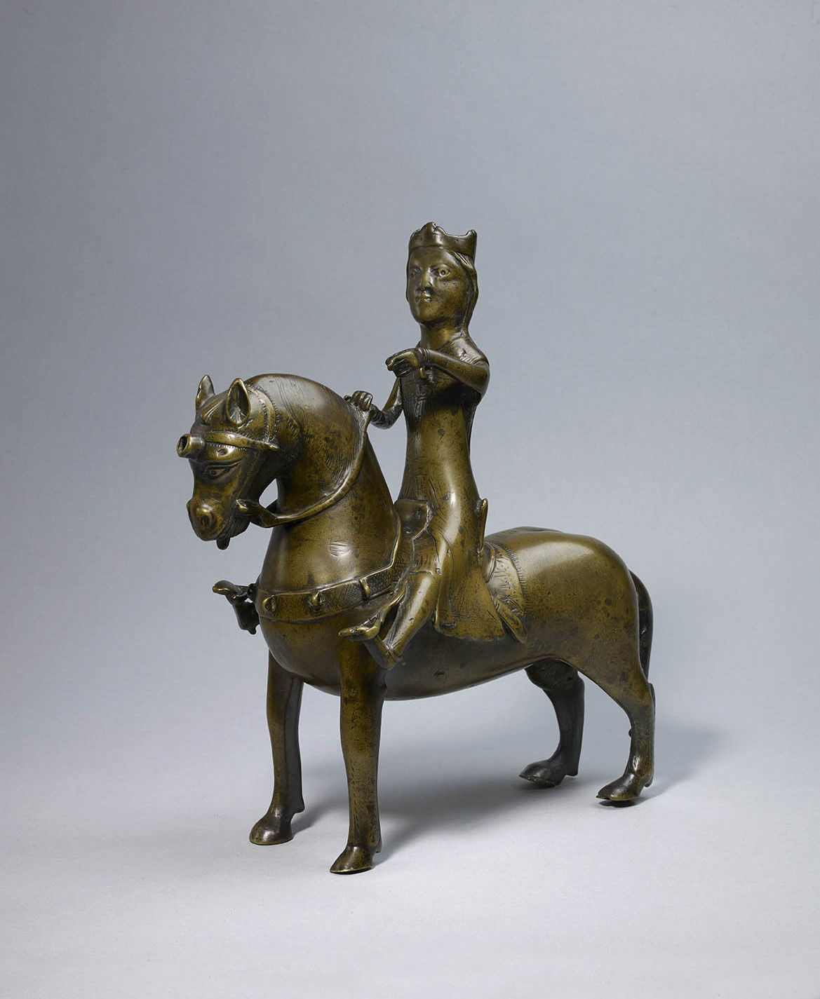 Mounted falconer aquamanile, North German (Lower Saxony, Hildesheim), c. 1220-40