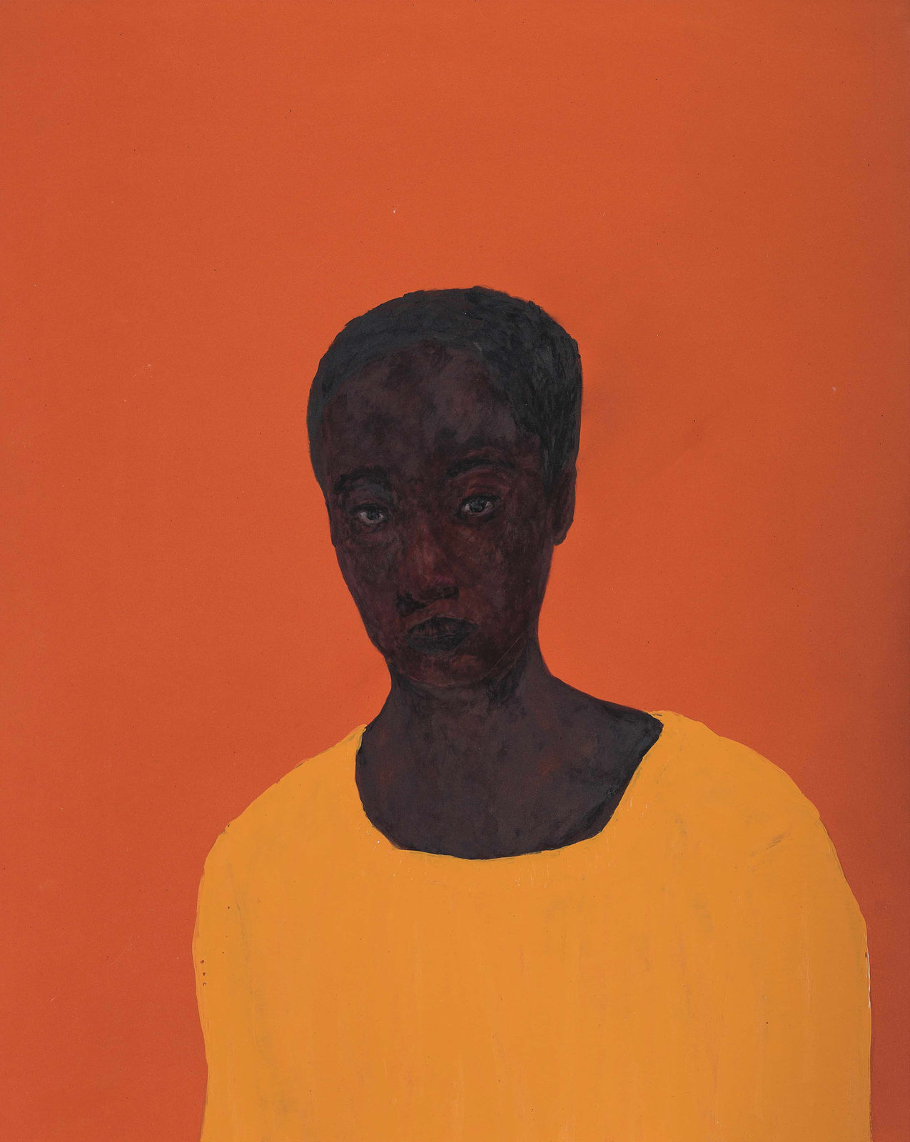 M'barek Bouhchichi, Hafida, Technique mixte sur caoutchouc, 108 x 85 cm, 2023