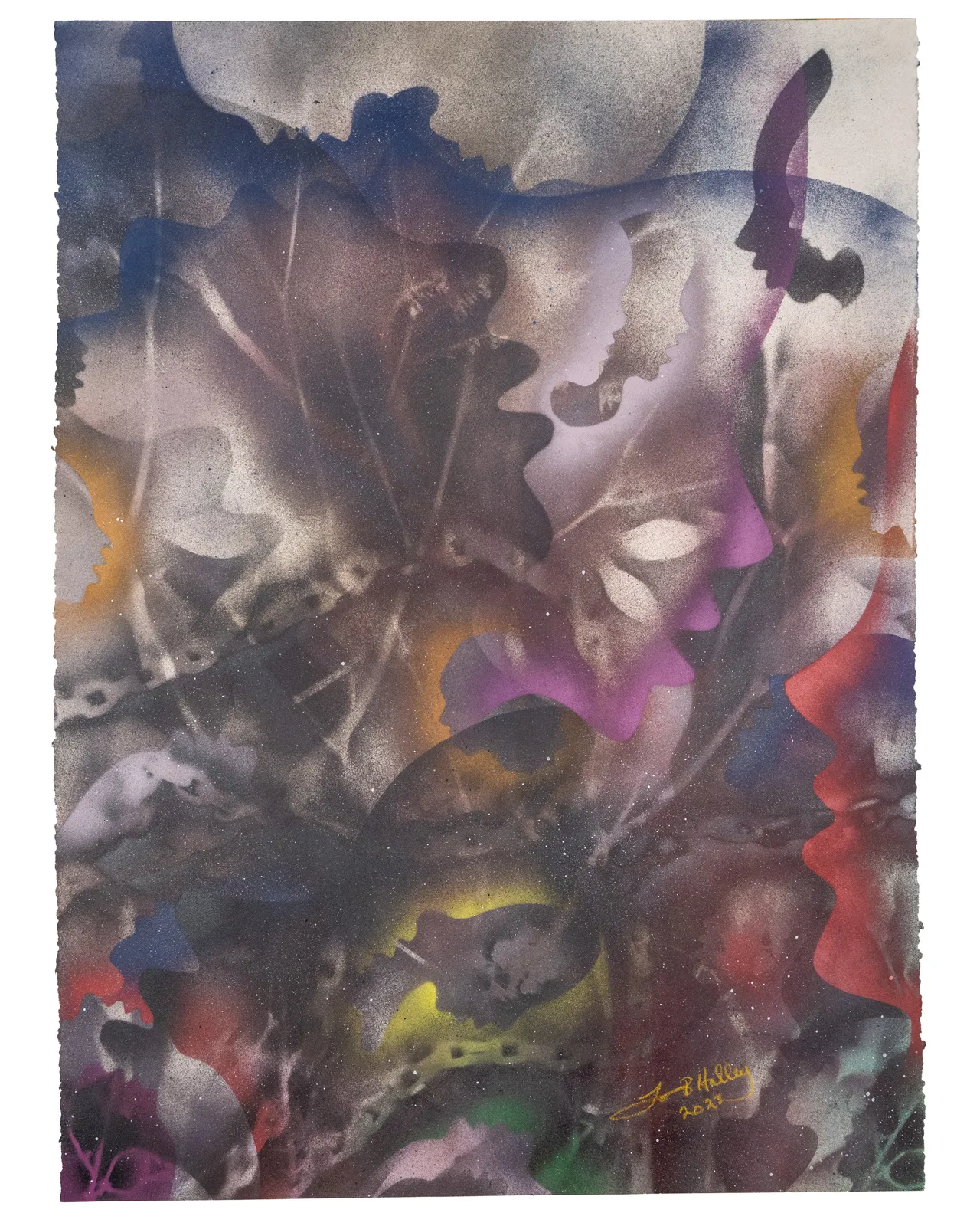 Lonnie Holley Mama in Chains, 2023 spray paint on paper 30.25 x 22.25" paper 36.25 x 28.25 " framed