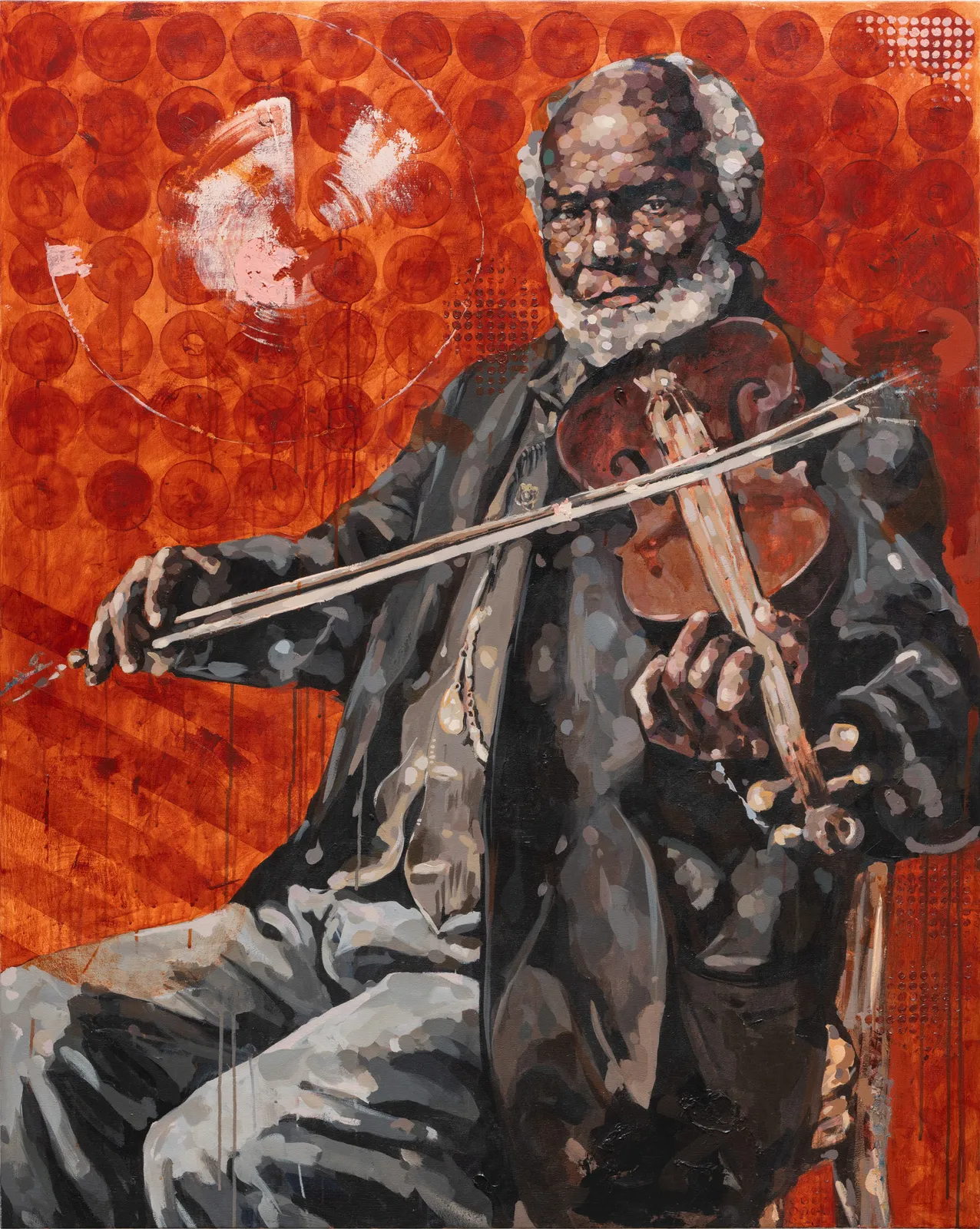 Jeremy Okai Davis The Fiddler (Louis Southworth), 2023 acrylic on canvas 60 x 48"