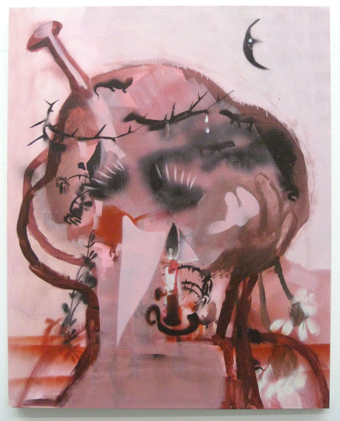 Alessandro Pessoli, Testa Con Lucertole e Candela (Head with Lizard and Candle), 2010