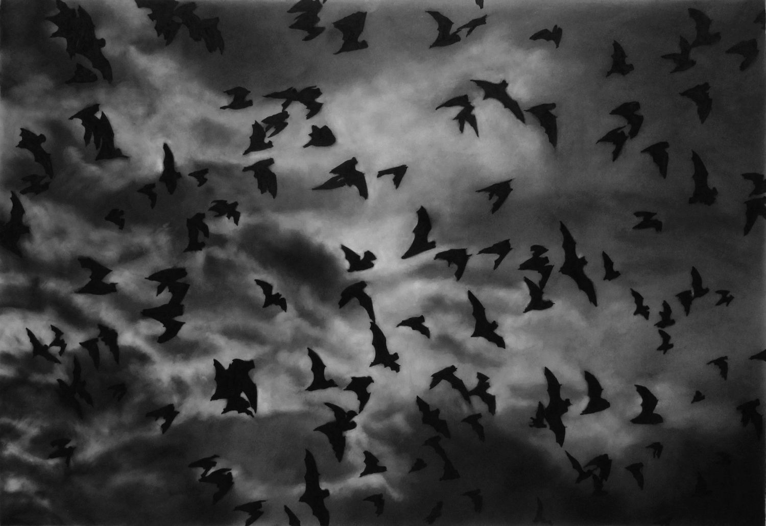 Robert Longo, Study for Bats in Night Sky, 2015
