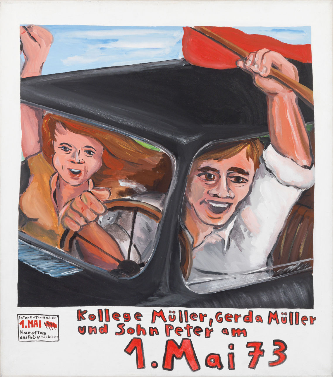 Jörg Immendorff, Kollege Mueller, Gerda Mueller und Sohn Peter am 1. Mai 1973 (Comrade Müller, Gerda Müller and son Peter on May 1, 1973), 1972