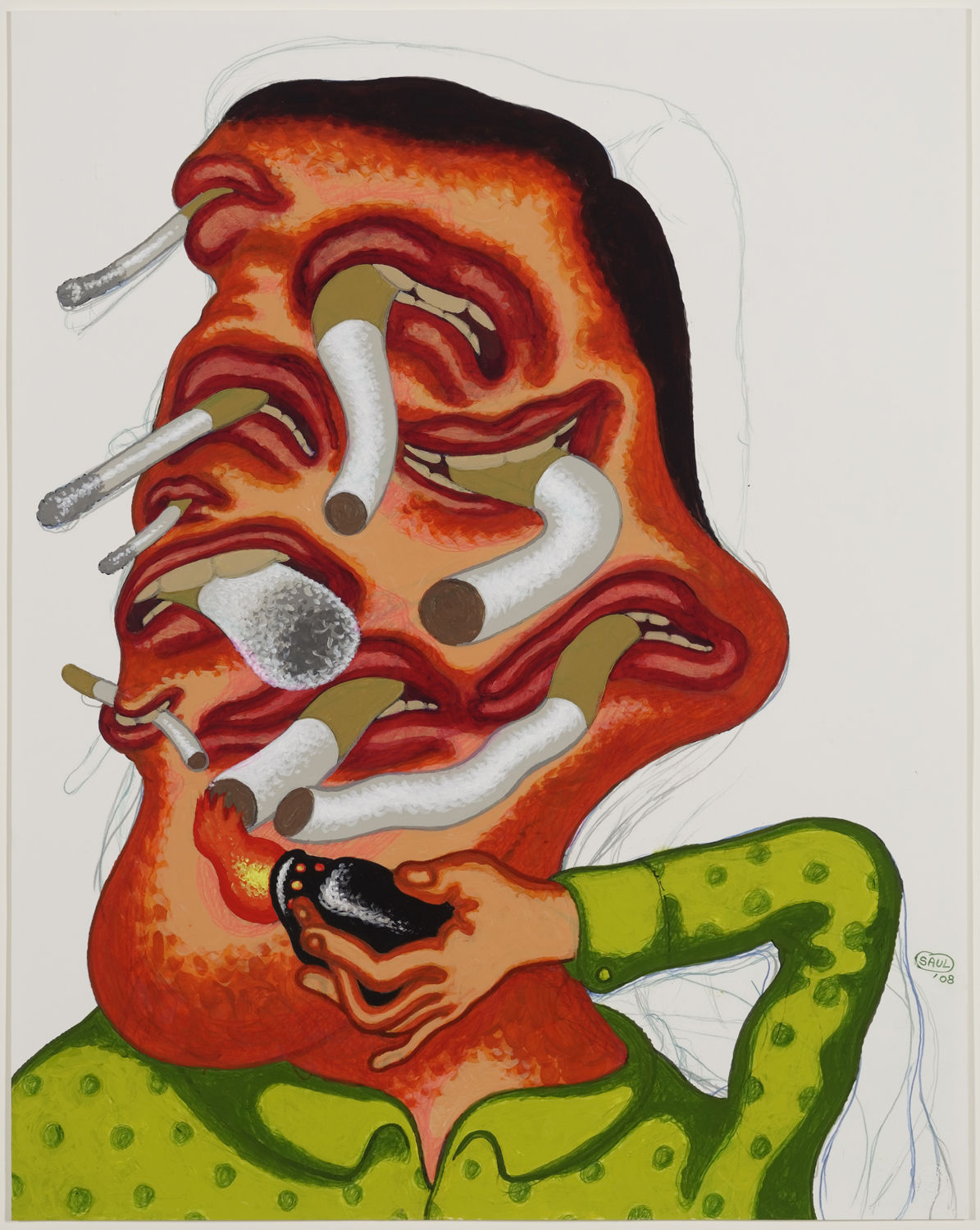 Peter Saul, Smoking Head, 2008