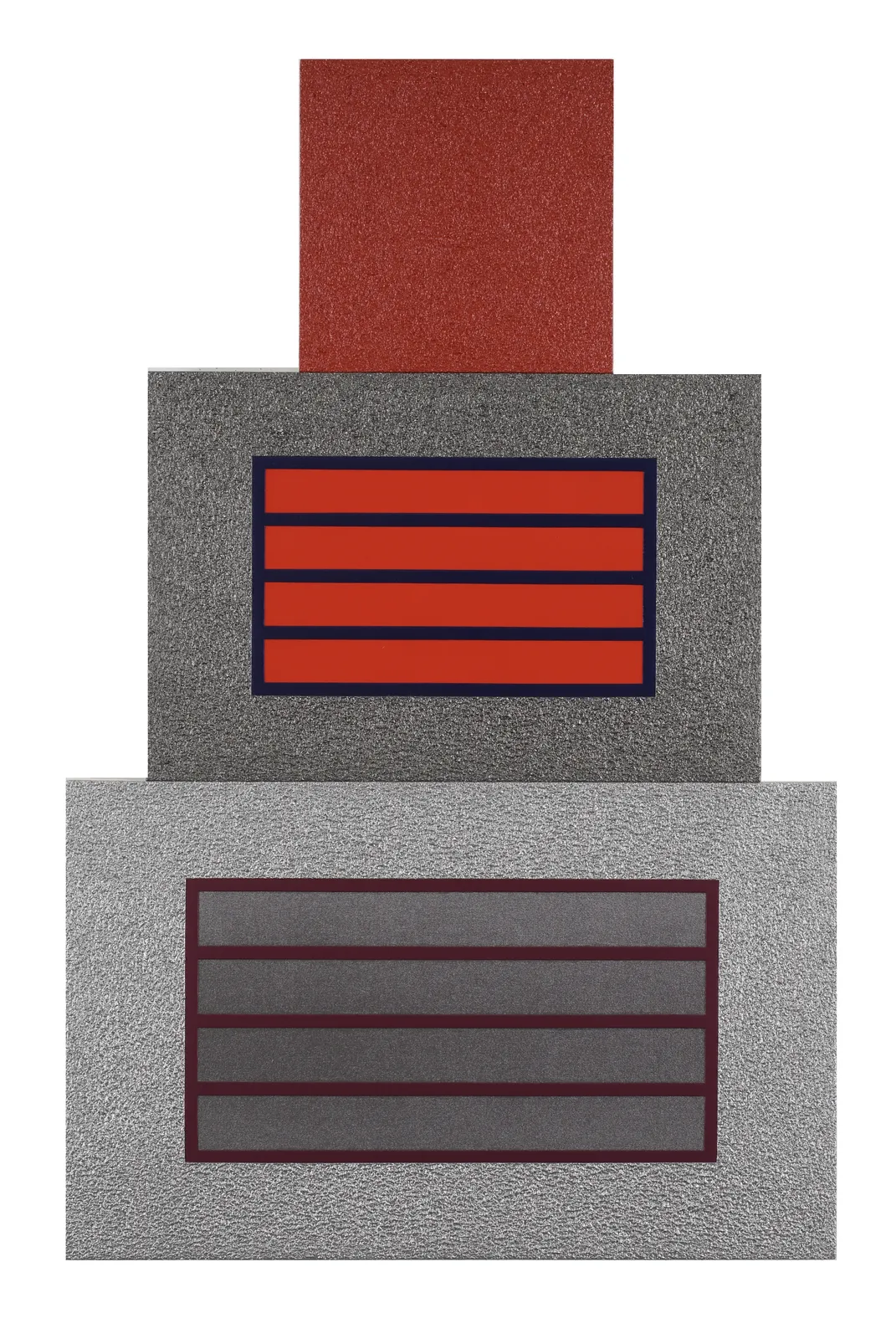 Peter Halley, Red Cell Over Two Horizontal Prisons, 2009