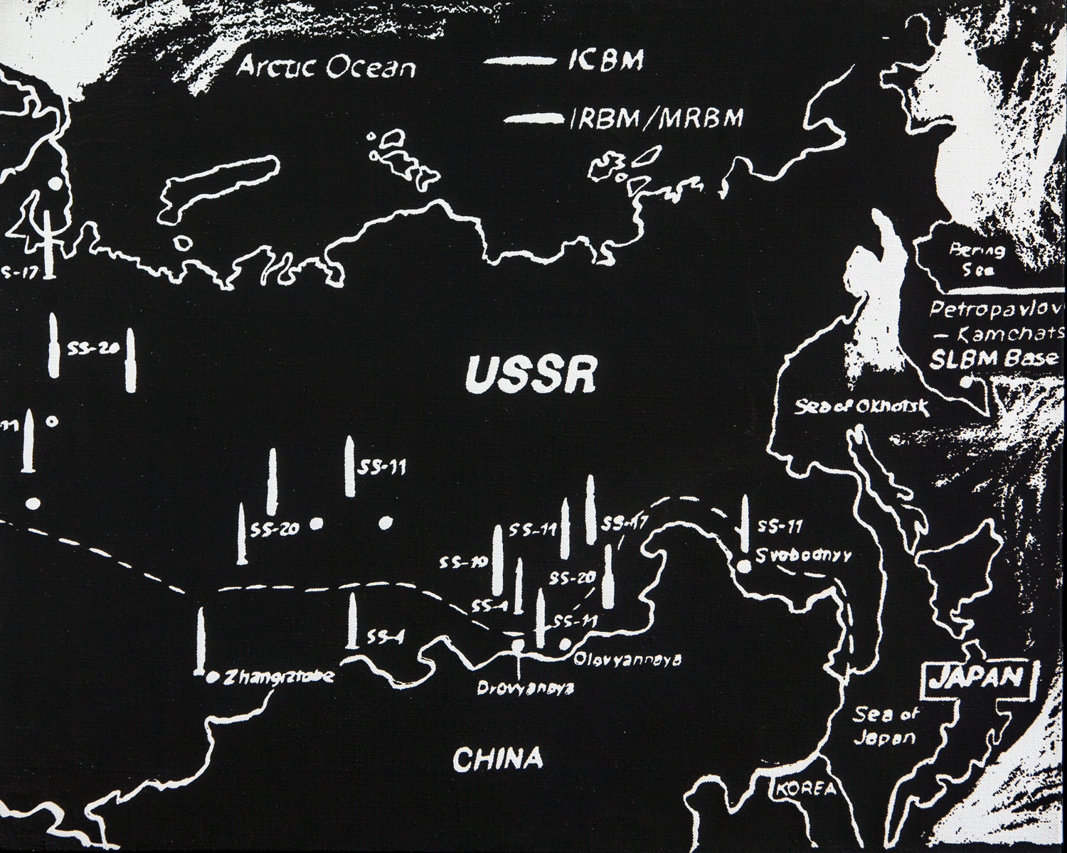 Andy Warhol, Map of Eastern U.S.S.R. Missile Bases (Negative), 1985/1986