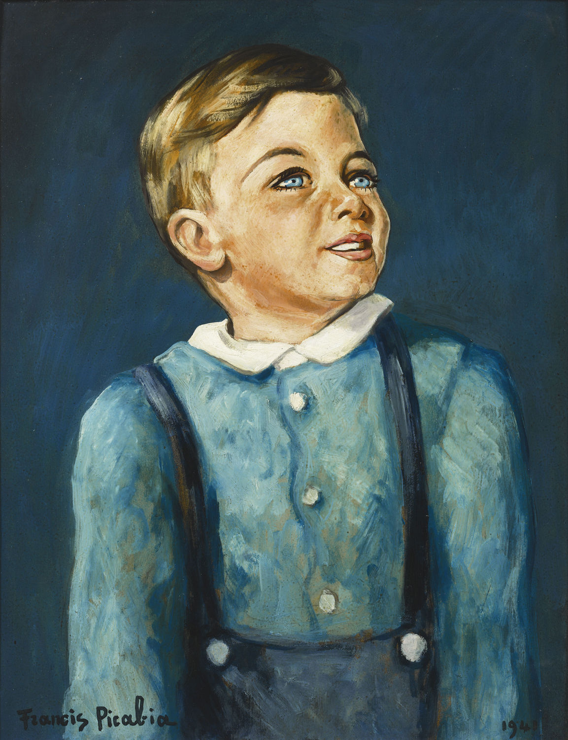 Francis Picabia, Jeune garçon sur fond bleu, 1941