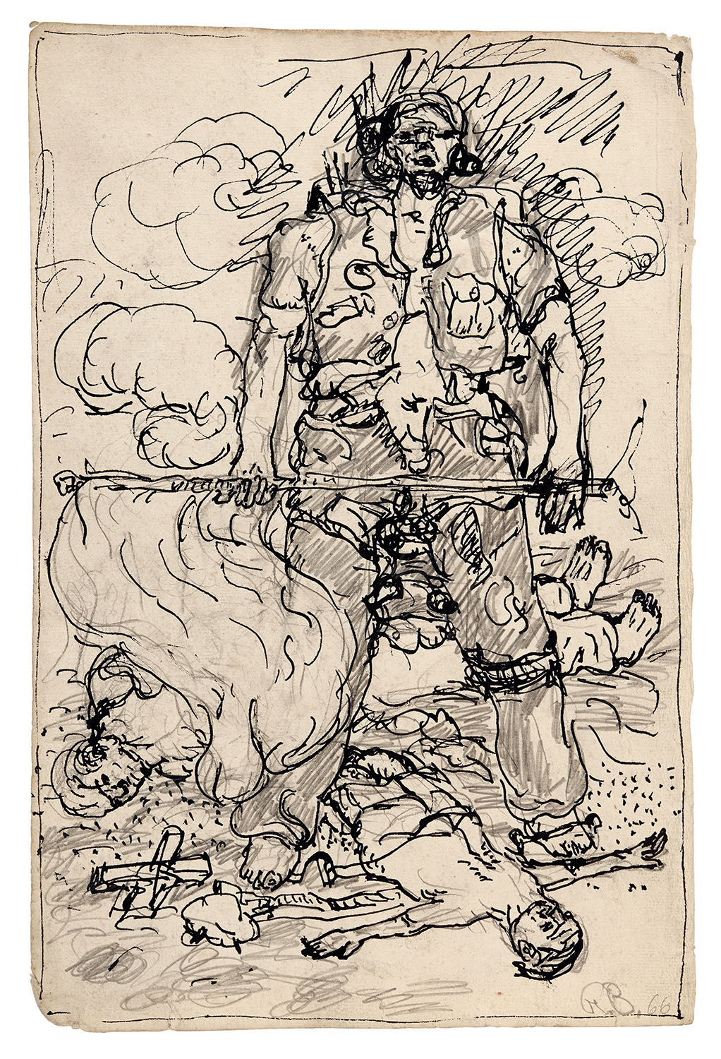 Georg Baselitz, Ohne Titel (Rebell / Fahnenträger) [Untitled (Rebel / Flagbearer)], 1966