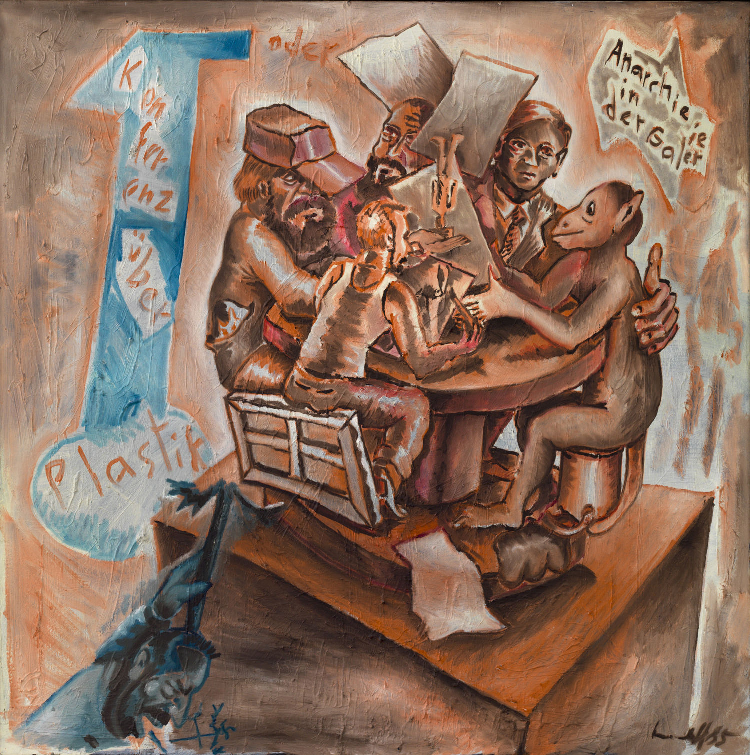 Jörg Immendorff, Konferenz über Plastik oder Anarchie in der Galerie (Conference on Sculpture or Anarchy in the Gallery), 1985