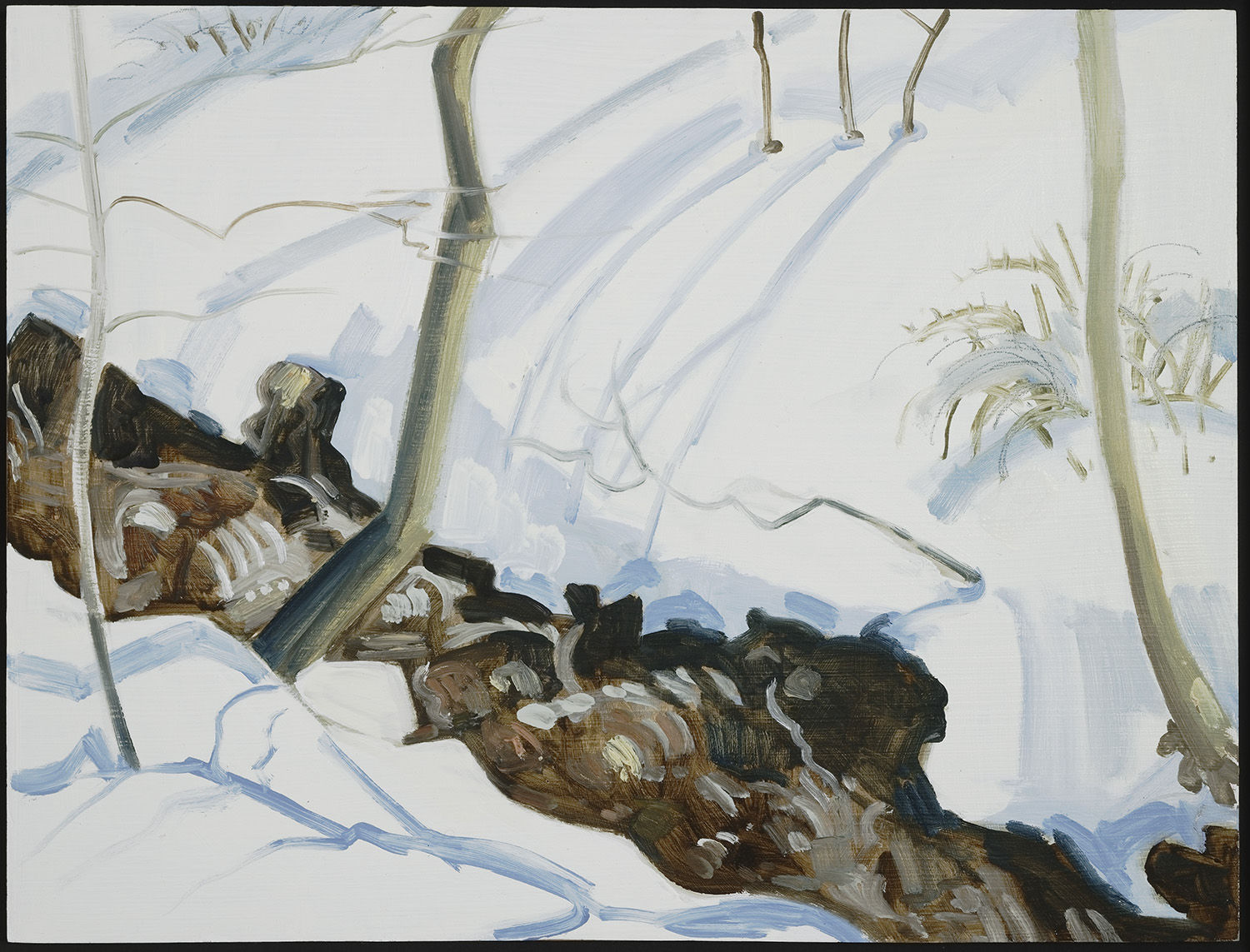 Lois Dodd, Brook, Snow, Shadows, 1994