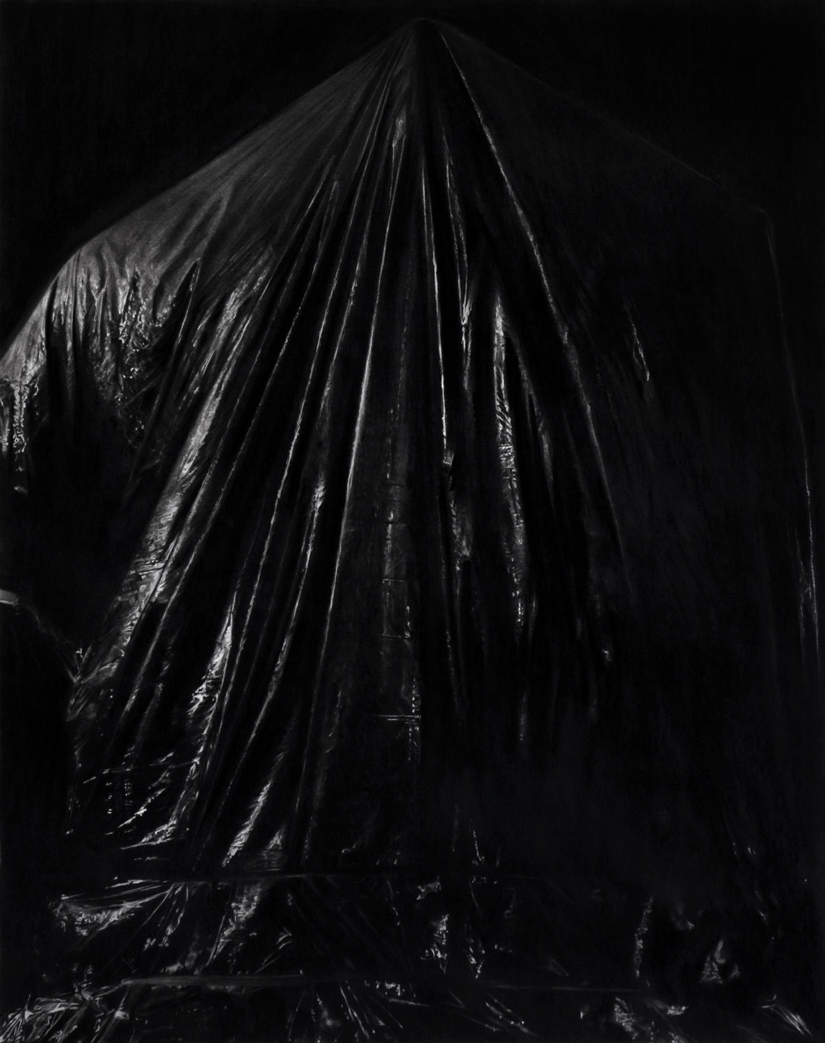Robert Longo, Study of Robert E. Lee Statue Covered, 2018