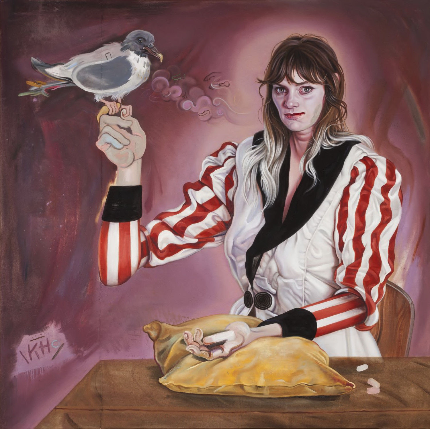 Kati Heck, Selbst mit Vogel, 2019