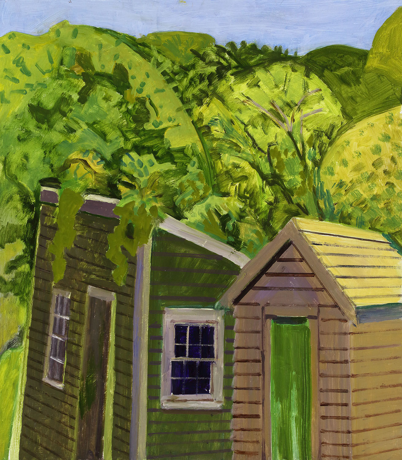 Lois Dodd, Shed and Outhouse, 2021
