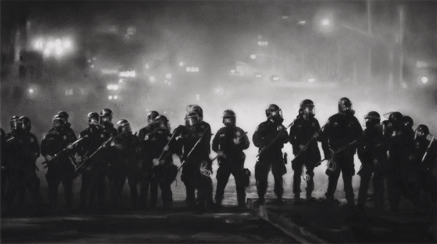 Robert Longo, Study for Riot Cops, 2012