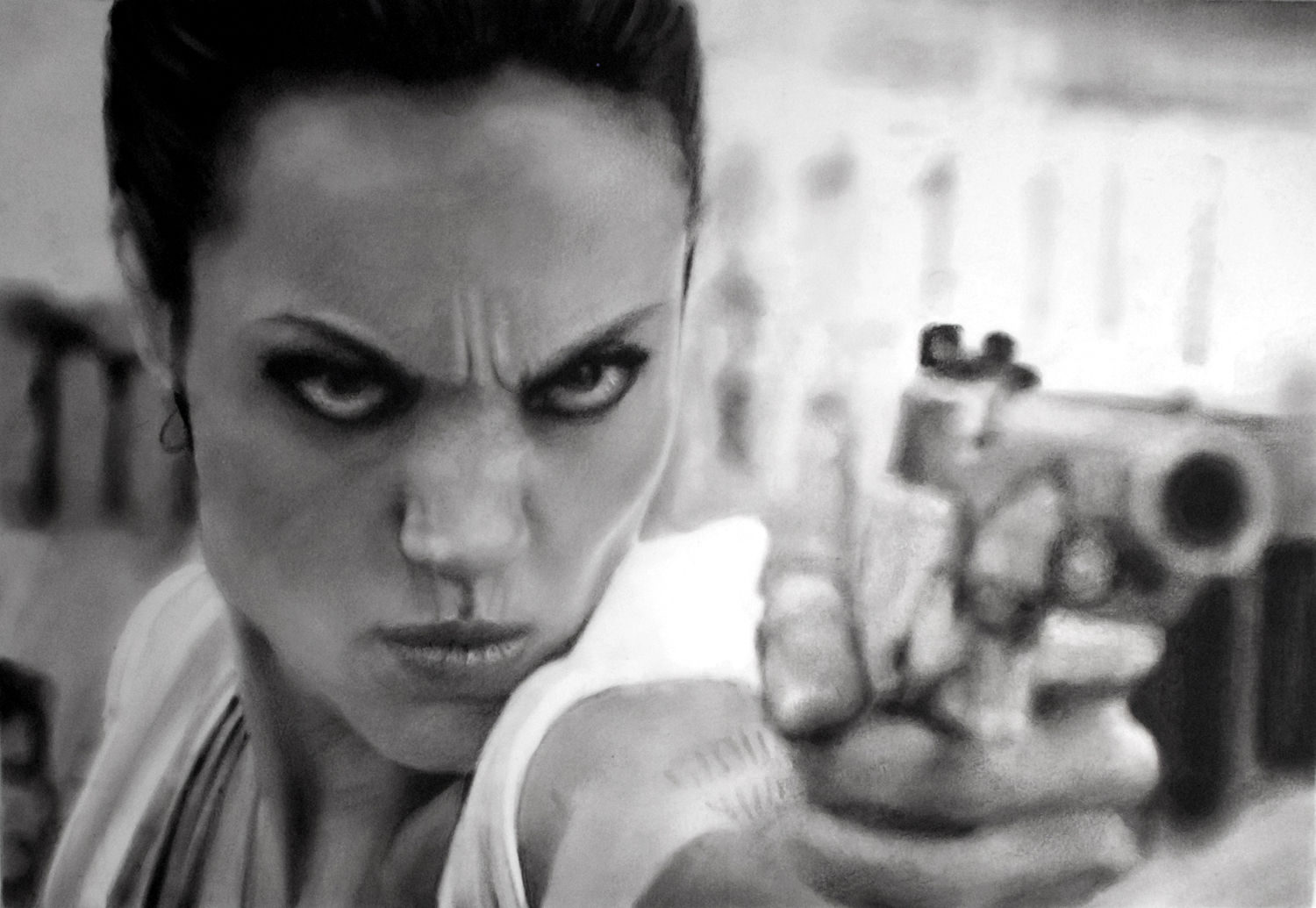 Robert Longo, Study of Angelina with a Gun, 2012