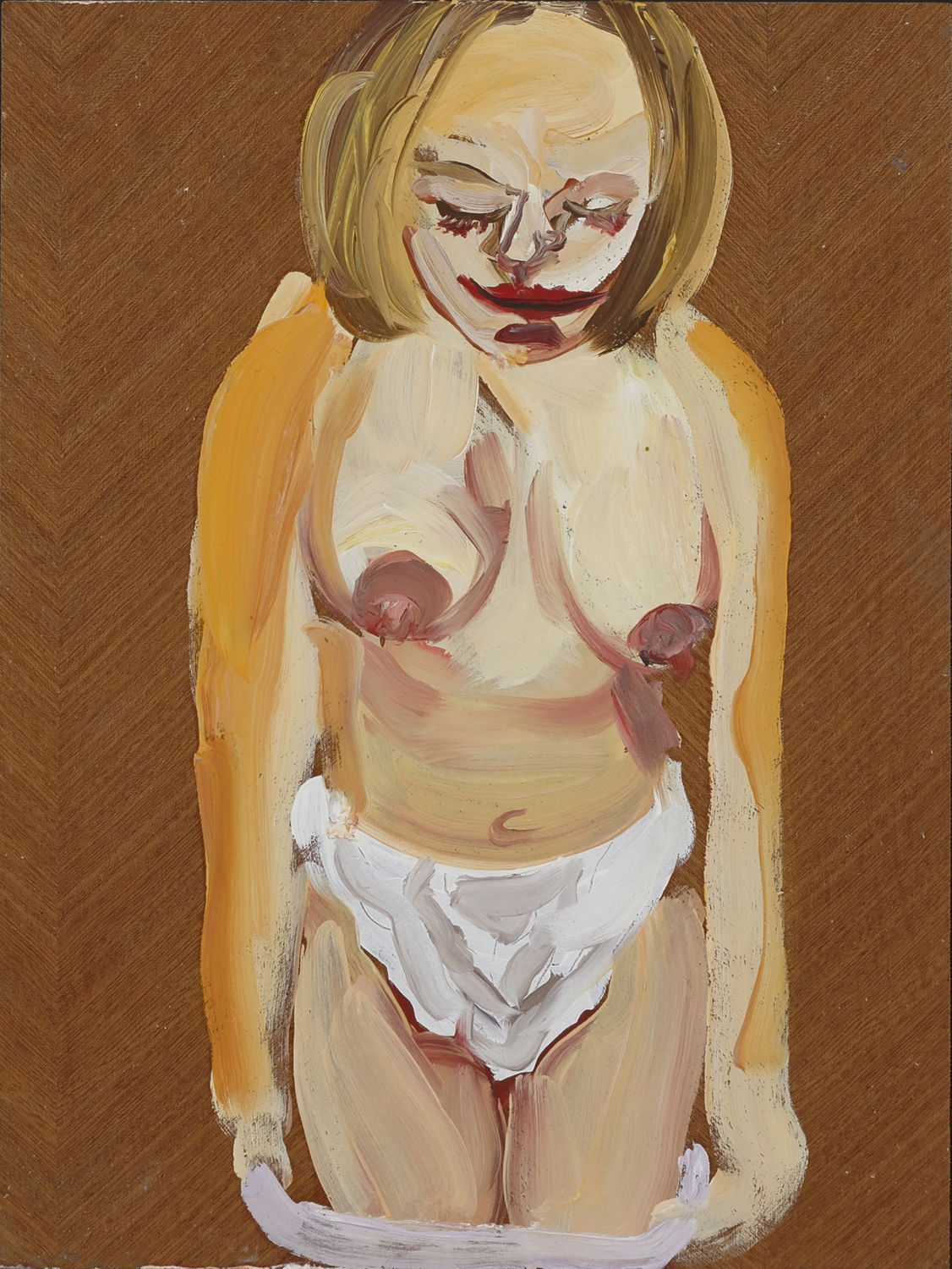 Chantal Joffe, Untitled (Topless Woman in White Knickers), 2000