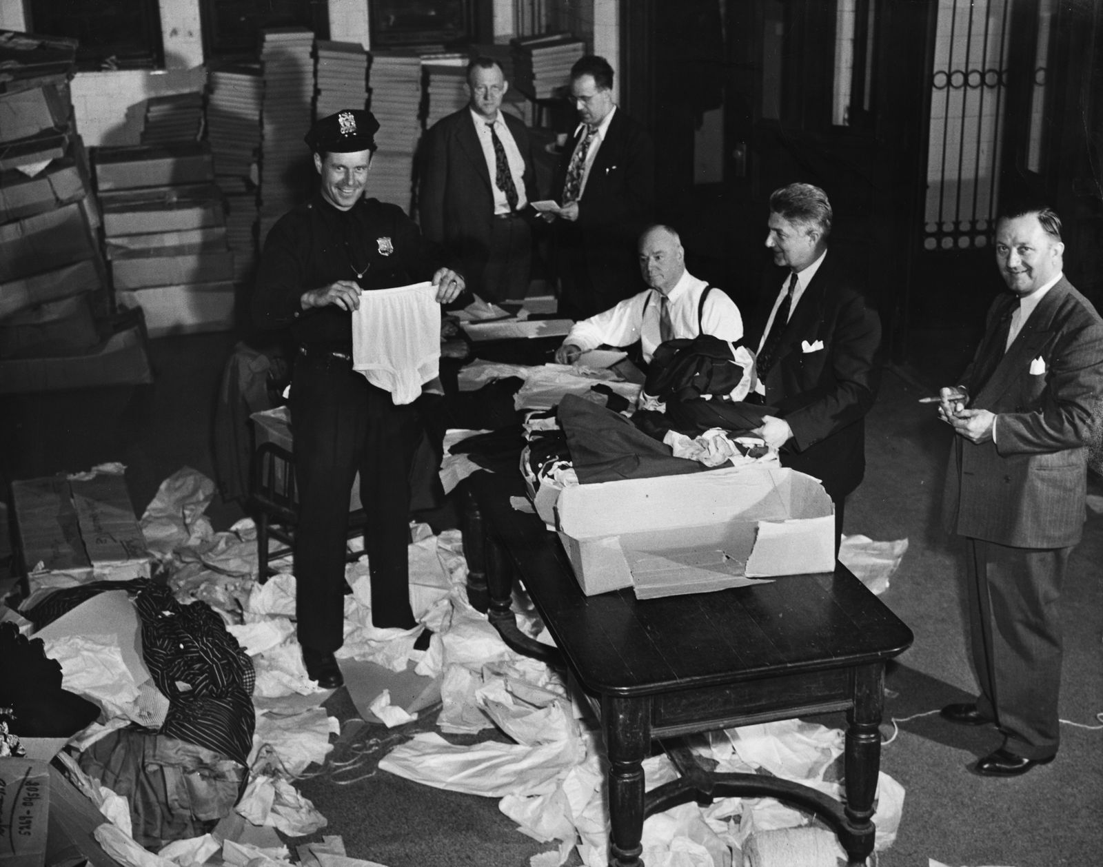Weegee, Recovered Loot at Police Station, 1940 ca.