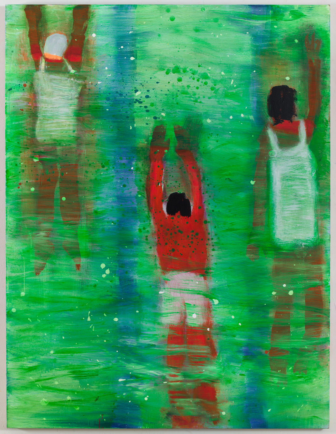 Katherine Bradford, Pool Swimmers, Green, 2015