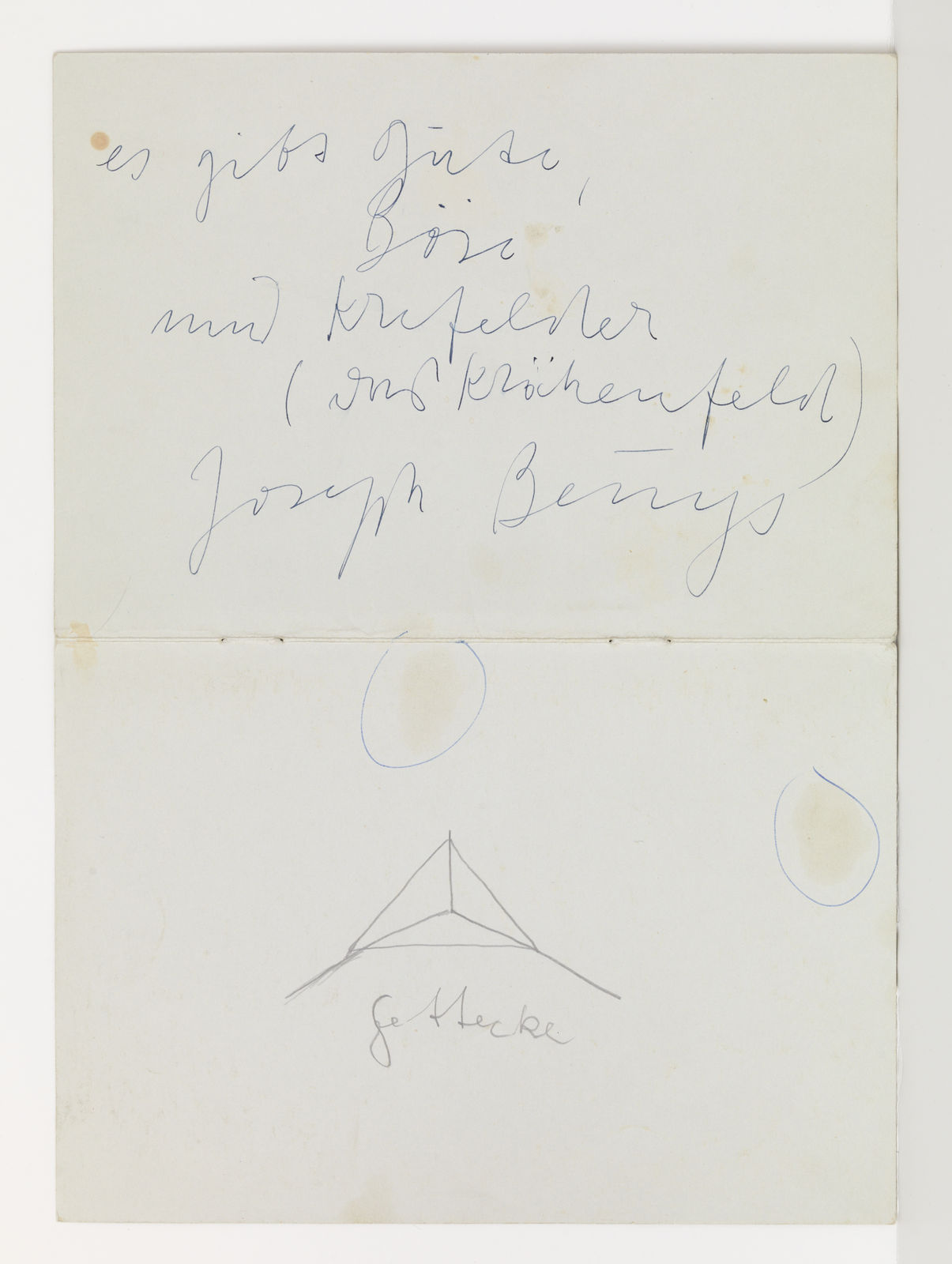 Joseph Beuys, Es gibt Gute, Boese und Krefelder (There are Good People, Bad People, and People from Krefeld), 1970 ca.