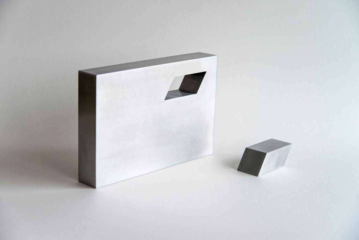 Silver Shadow, 2006 brushed aluminum 9 x 12 x 12 inches (22.9 x 30.5 x 30.5 cm)