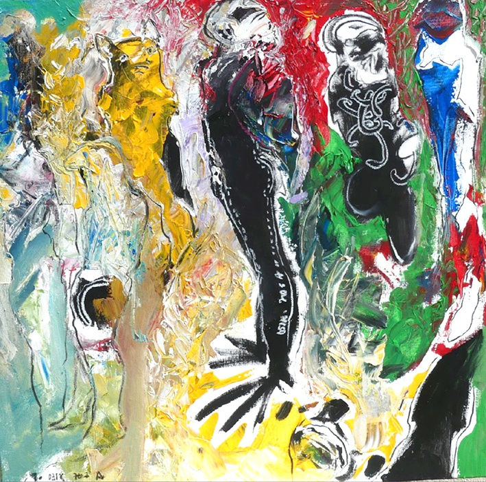 Soly CISSE, Le chien jaune Acryliques et pastel sur toile