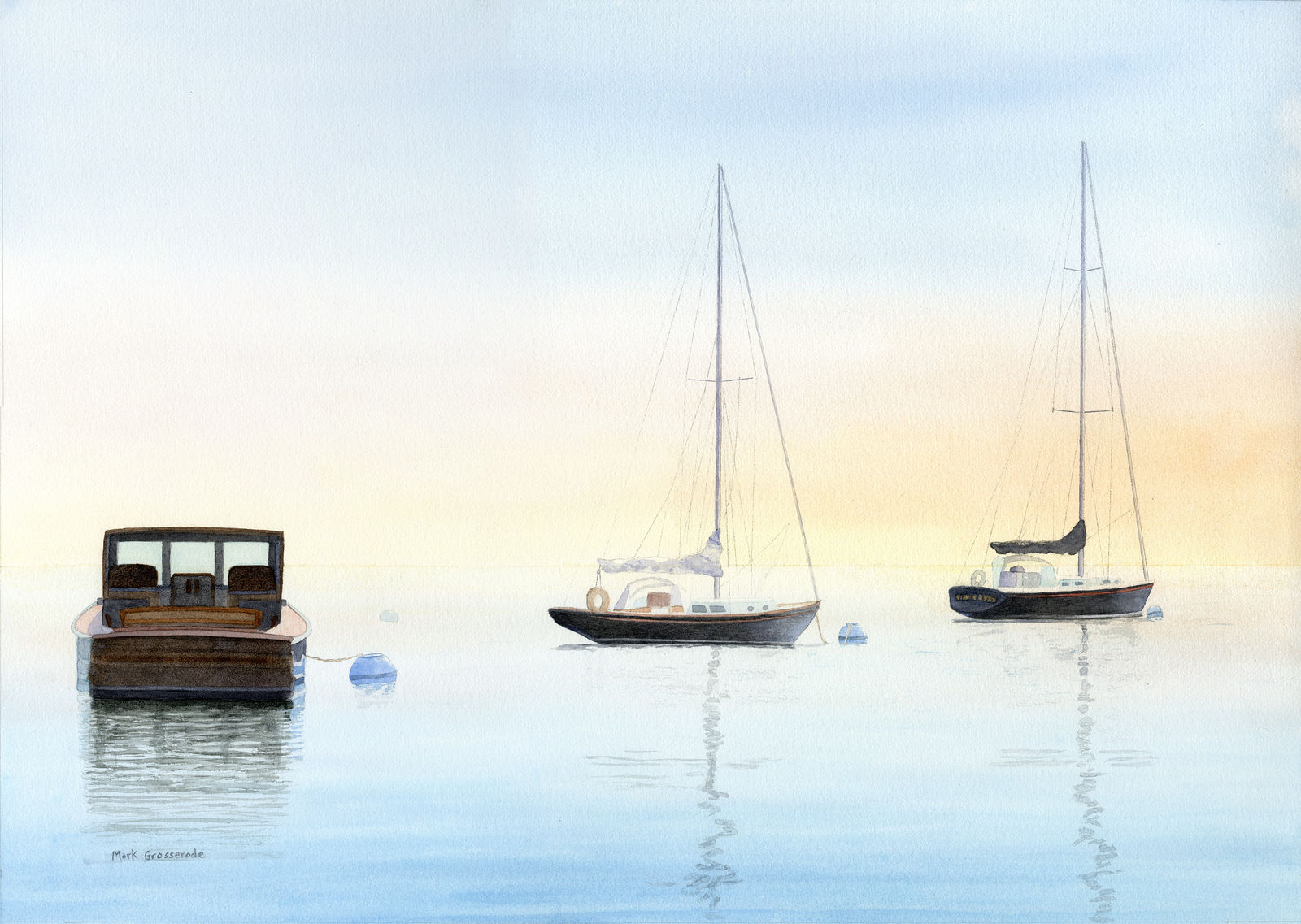 Mark Grosserode, Foggy Harbor Maine, 2016