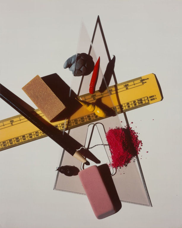 Irving Penn, Still Life with Triangle and Red Eraser, New York, 1985