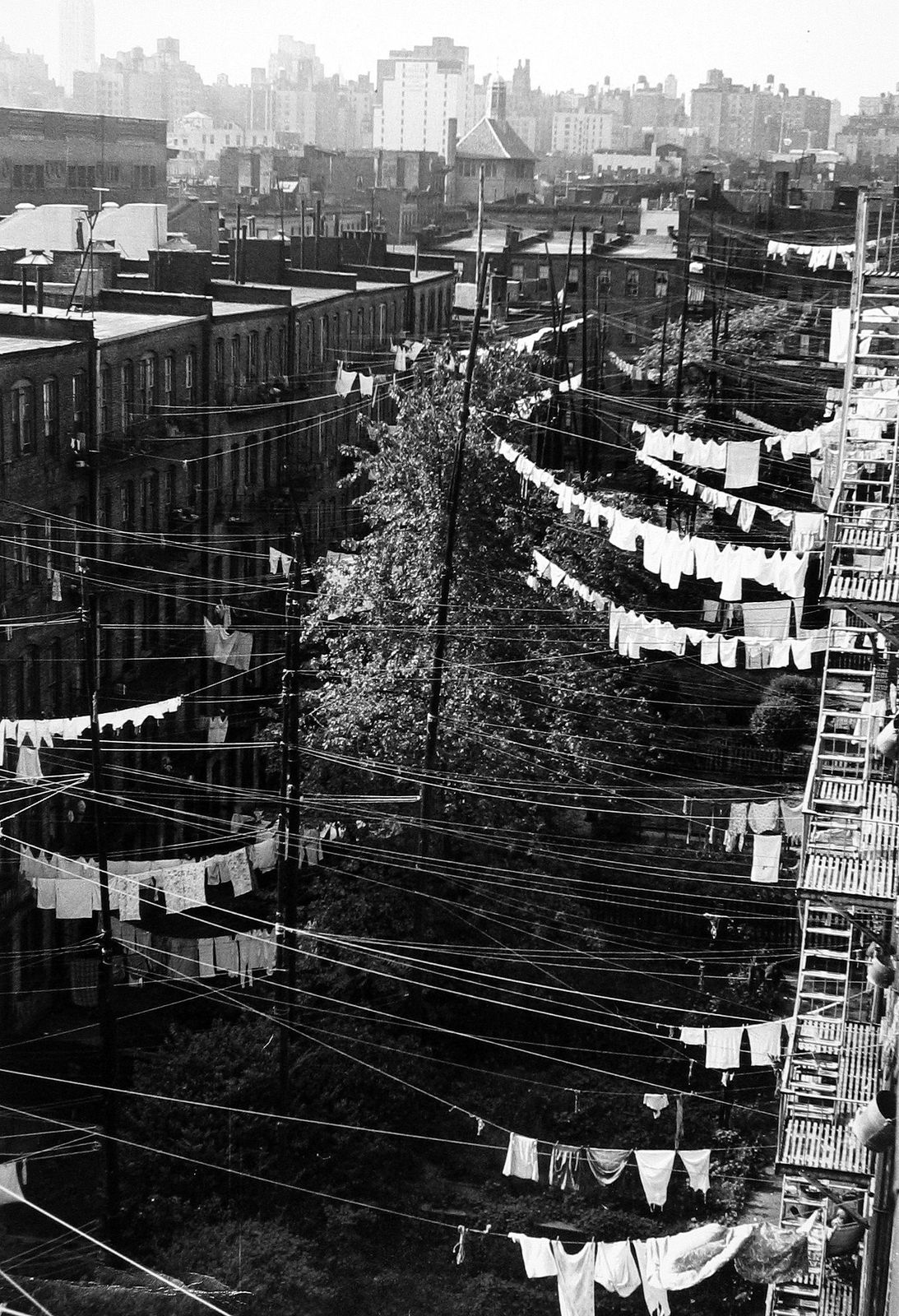 Dan Weiner, View of clotheslines, New York City, c. 1940