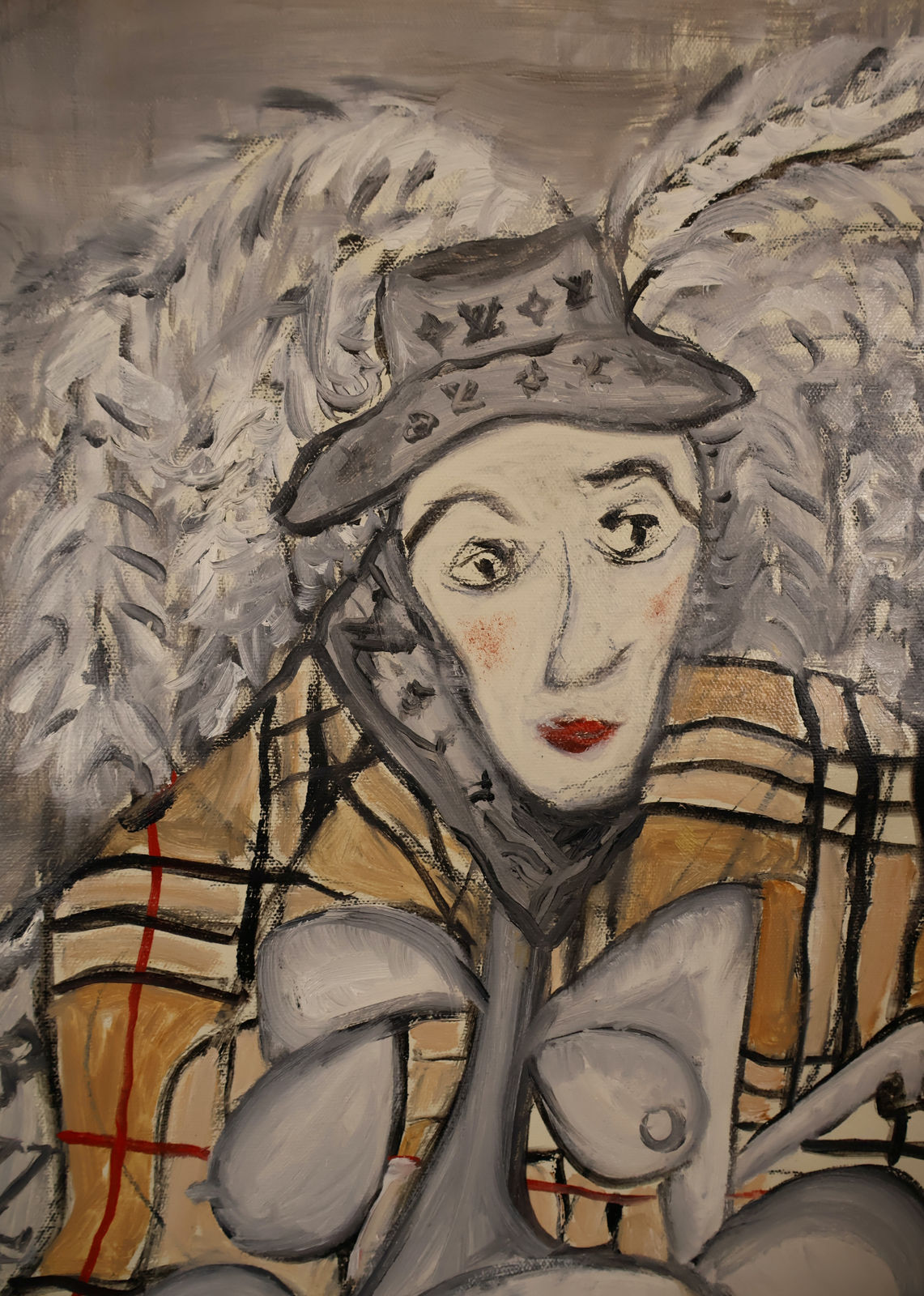 Laszlo Hamori, women with a gray hat, 2024