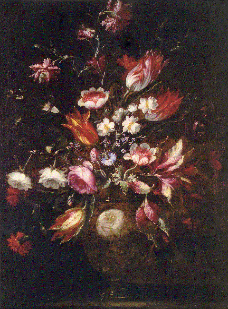 Giuseppe Volò called Vicenzino, A Vase of Tulips, Carnations and Roses, (Milano, 1662 - Milano, 1700)