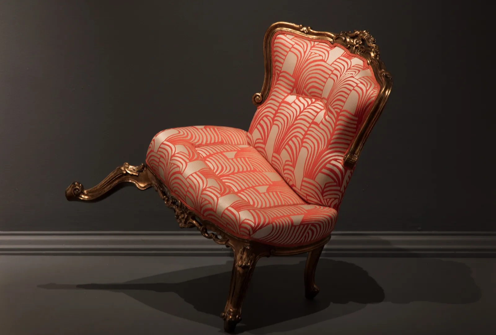 Nina Saunders, Laurent, 2015 re-cycled and altered chair with newly designed upholstery