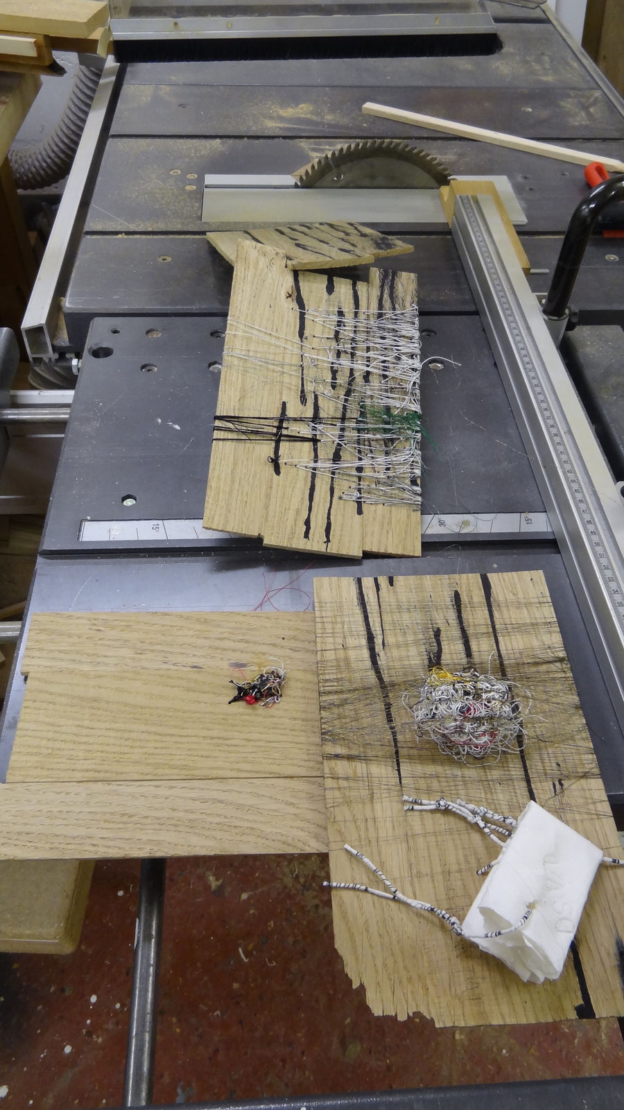 Alice Kettle (textiles/stitch (David Gates (furniture maker) and Jane Webb (text and print) Collaborative collection of works 2012