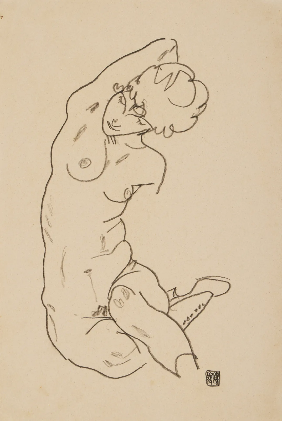 Egon Schiele, Akt mit gekreuzten Beinen (Nude with Legs Crossed), 1918