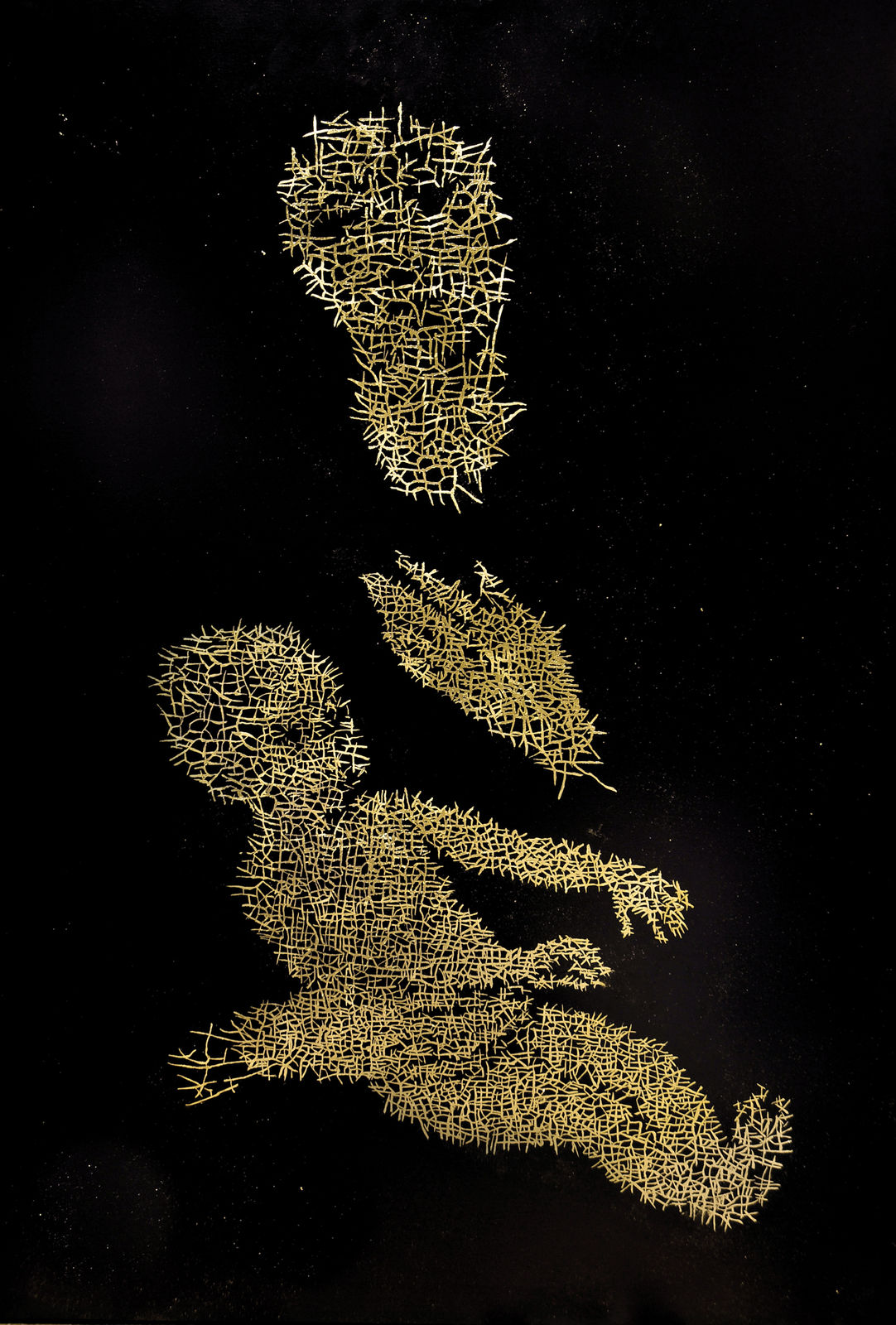 Massimiliano Galliani, Natività, 2017, oro in foglia e vernice su tela, 150x100 cm