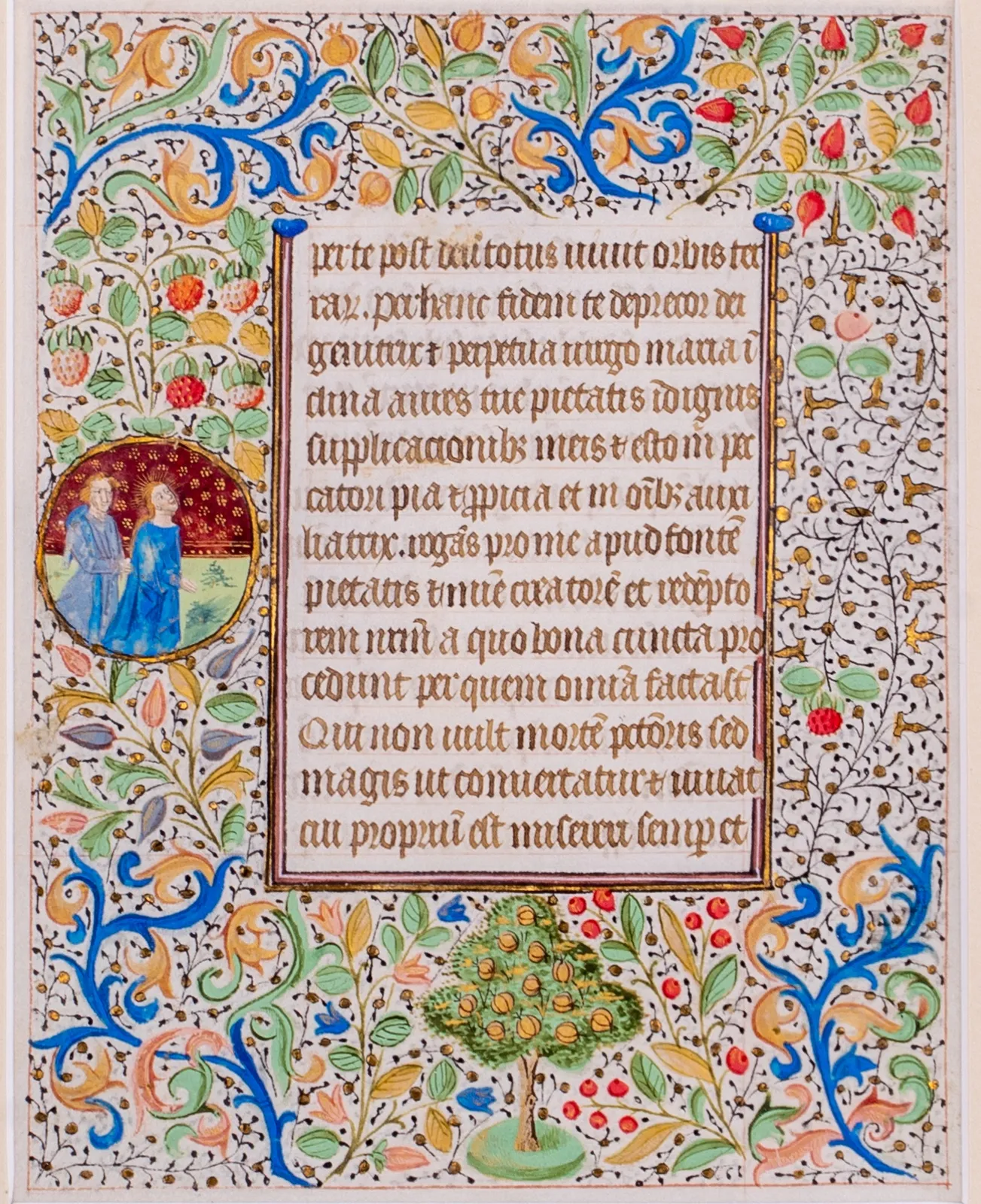 Circle of French Book of the Coetivy Master, Paris, French Book of Hours. Illuminated Vellum Leaf, c. 1460