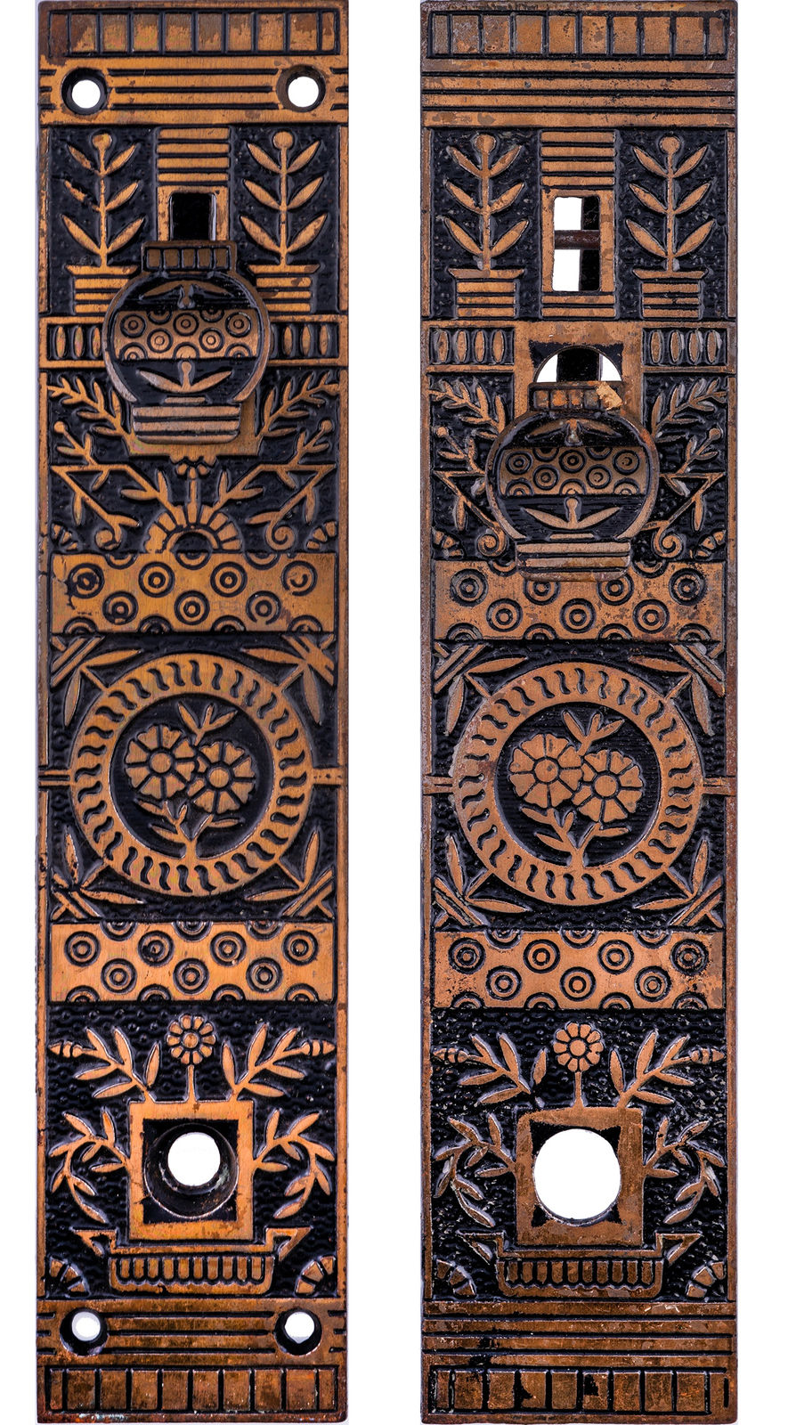 A collection of American door furniture in Anglo-Japanese style