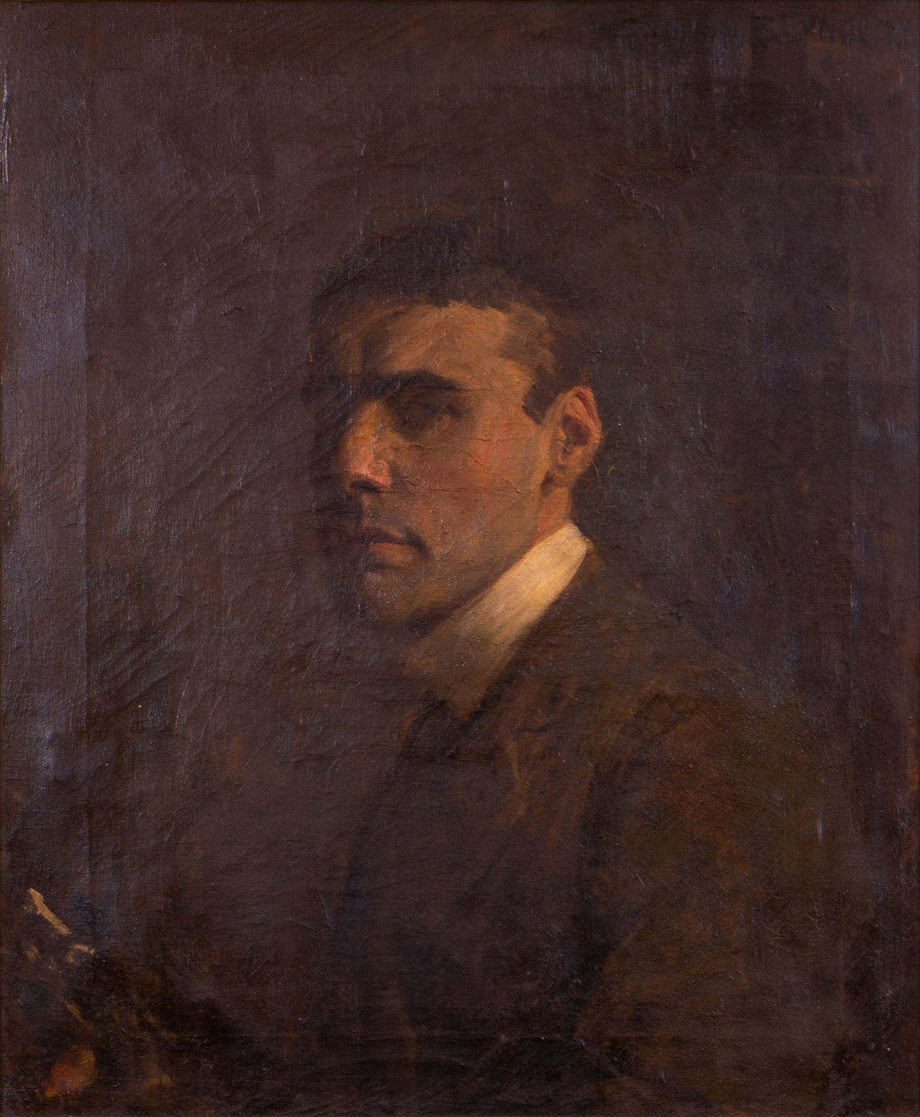 Warwick Reynolds, Self portrait of the Artist holding a Palette