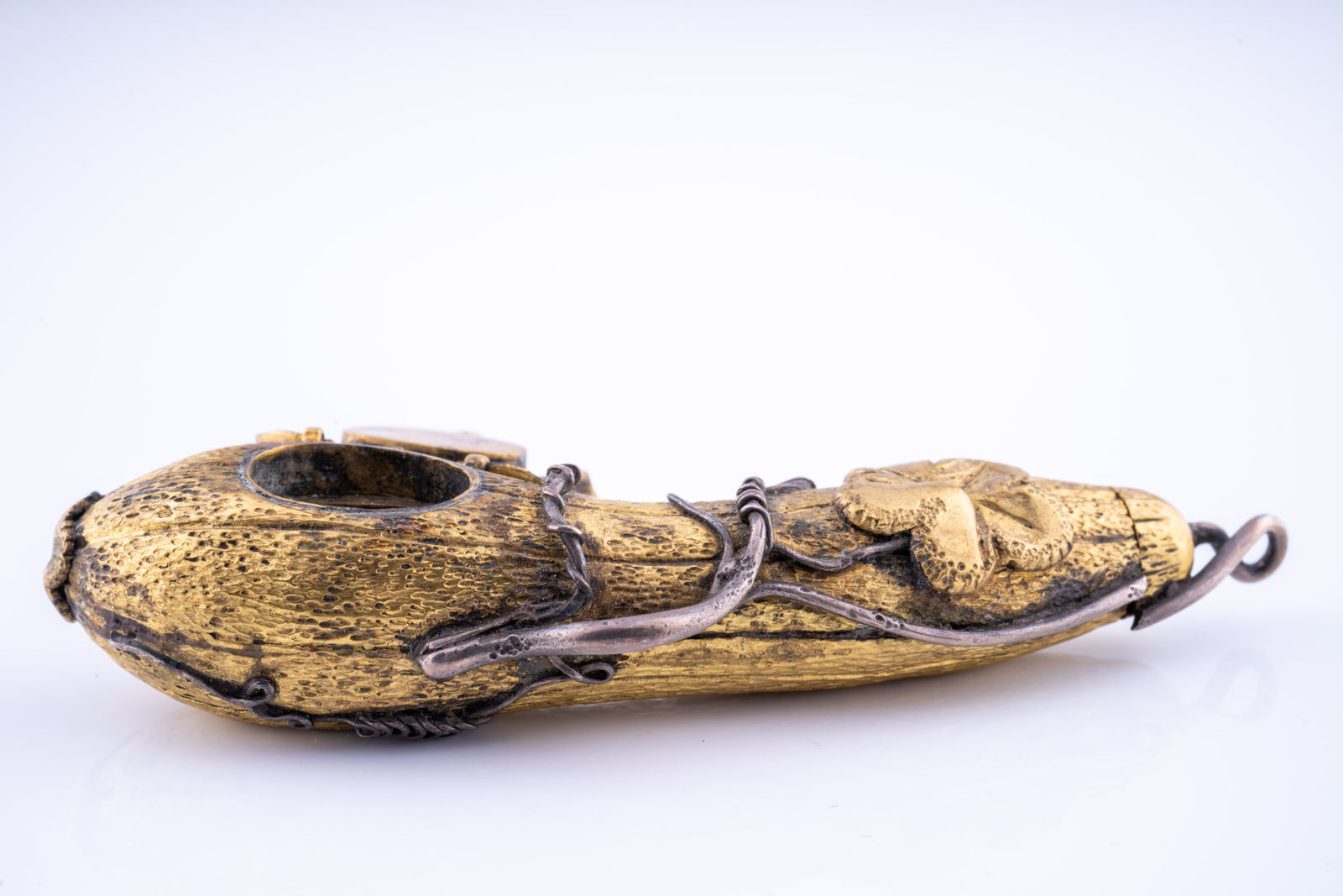 A Japanese desk piece in the form of a leafy pod, c. 1900