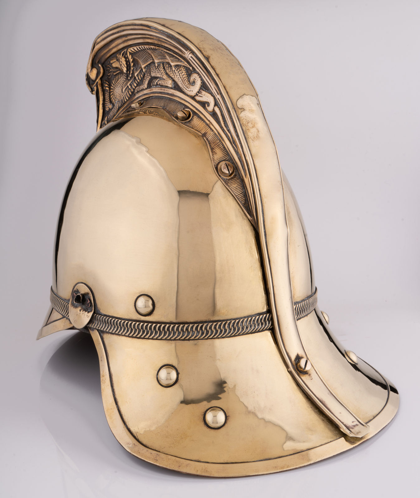 A Victorian Merryweather fire helmet, late 19th century