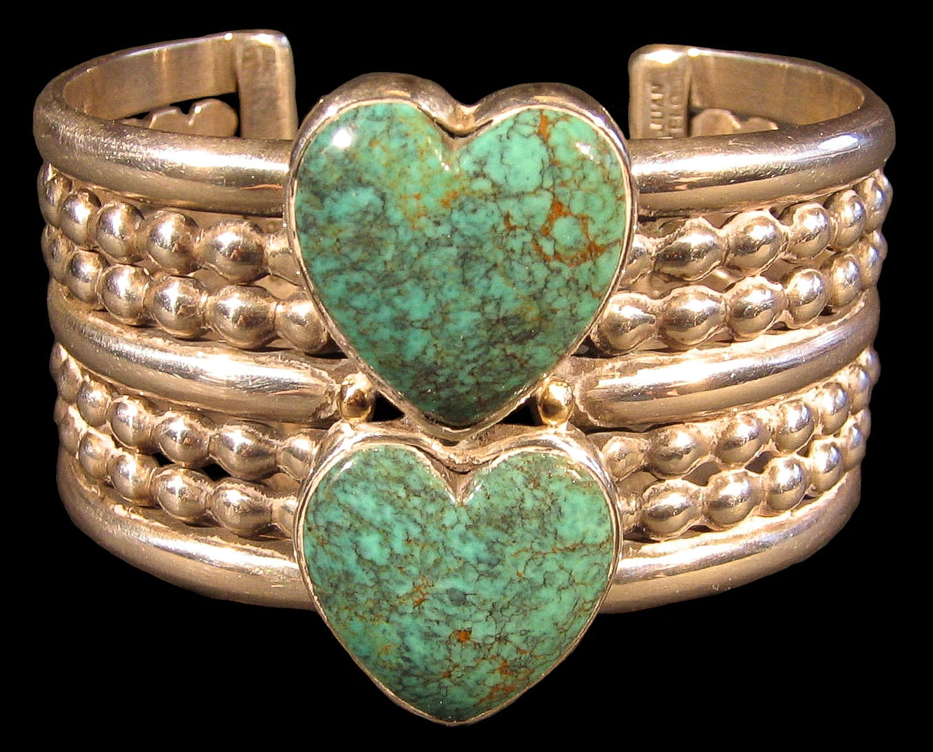 Mike Bird Romero, Sterling Silver and Turquoise Cuff Bracelet by Mike Bird Romero, c. 1995