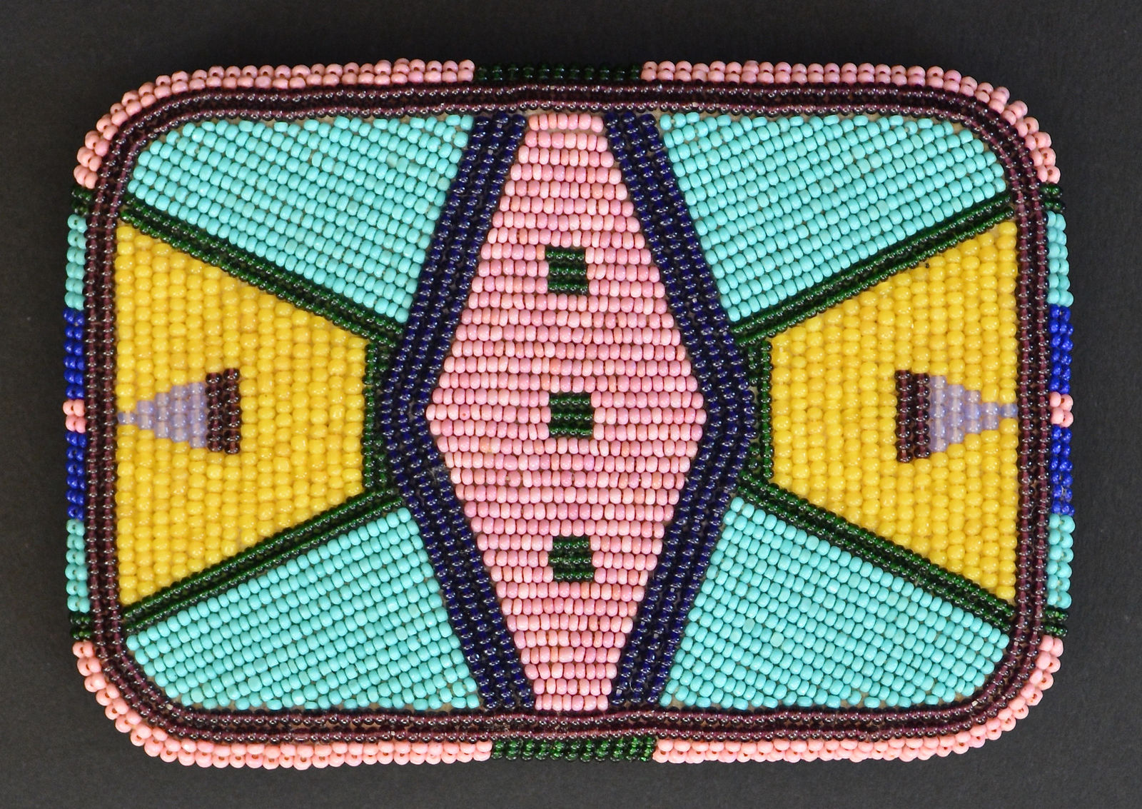 Maynard White Owl Lavadour, Beaded Belt Buckle by Maynard White Owl Lavadour, c. 1990