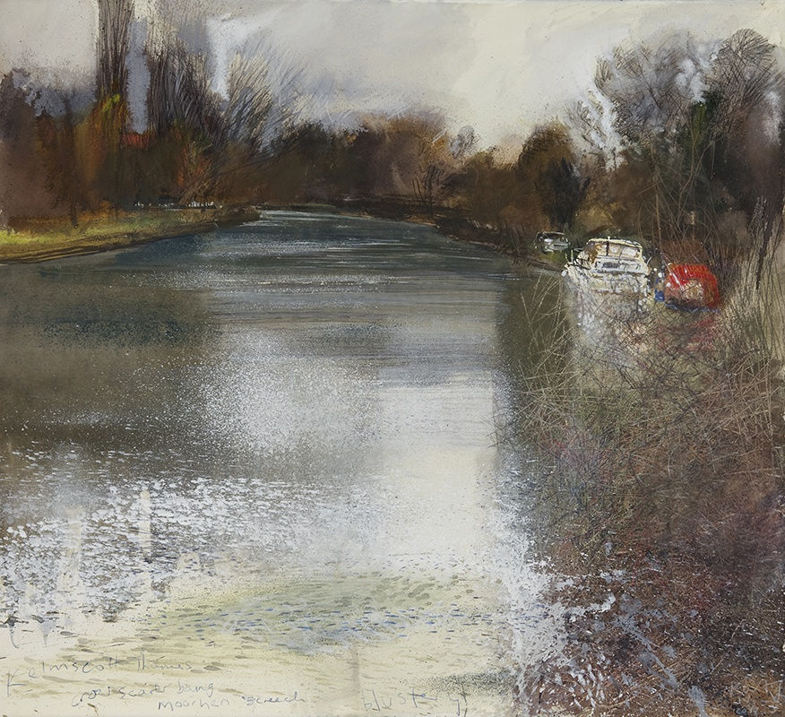 Kurt Jackson, Kelmscott, Thames. Crow scare bang, moorhen screech