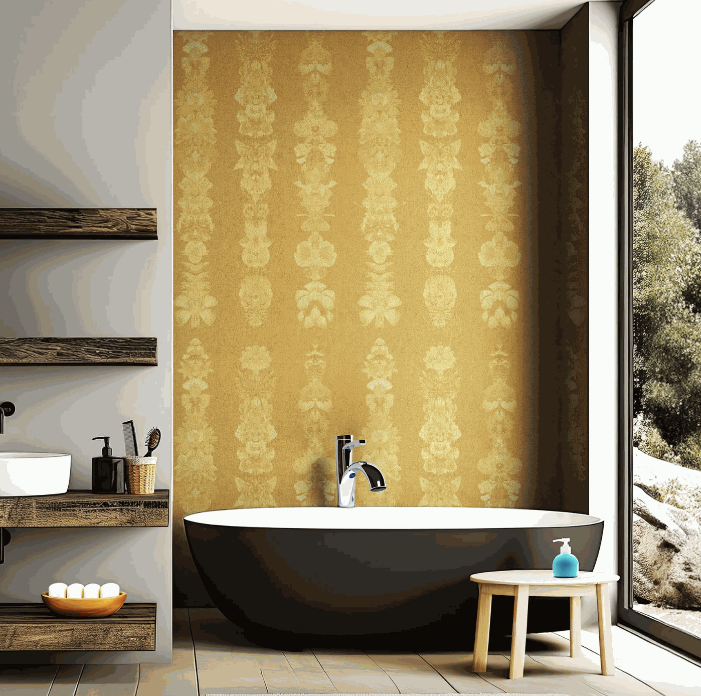 Carlos Betancourt, BETANCOURT Wallpaper and Murals series for CASAMONTE, glitter and gold series, 2025