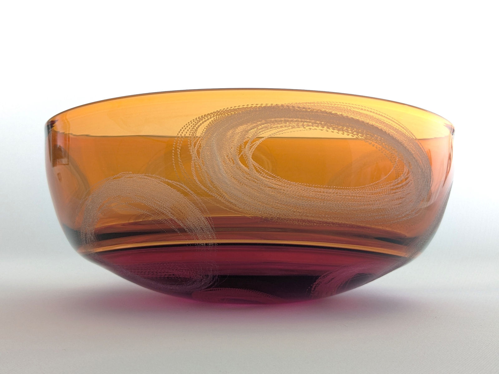 Stewart Hearn, Etched Encalmo Bowl (Antique rose with amber top) , 2024