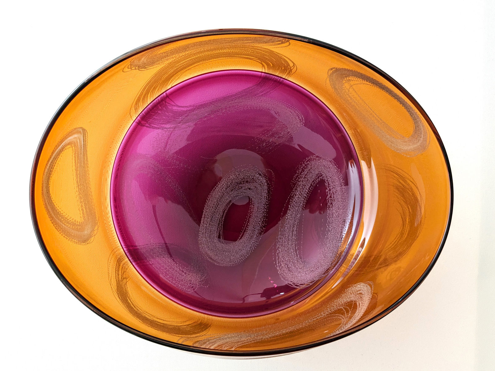 Stewart Hearn, Etched Encalmo Bowl (Antique rose with amber top) , 2024
