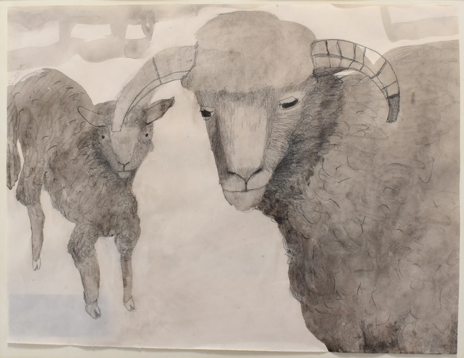 Mary Newcomb, Dorset Horn Ewe and Young Lamb, c. 1980