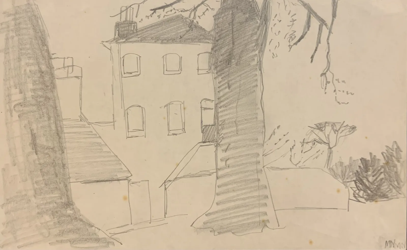 Mary Newcomb, French house and Trees